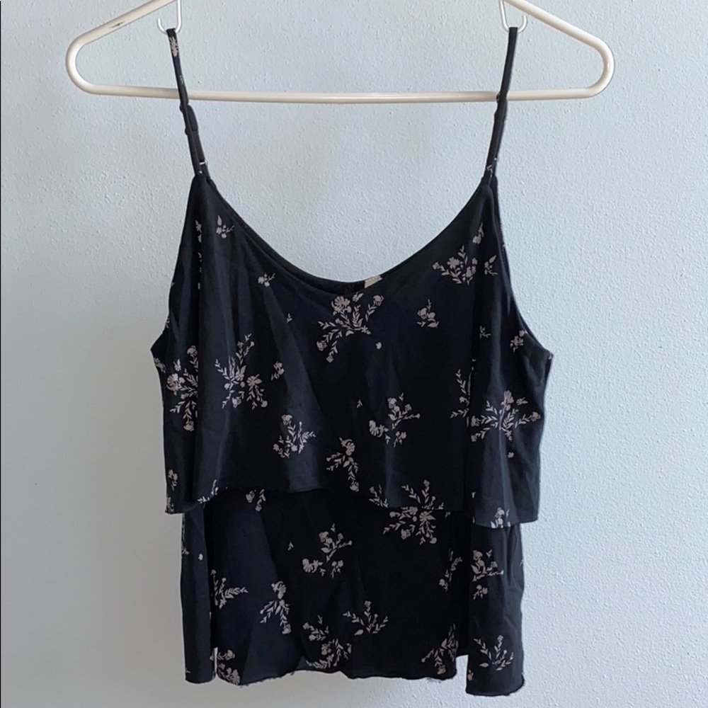 Black floral tank